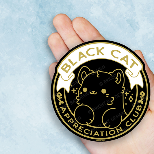Black Cat Appreciation Club Vinyl Sticker | Glossy Decal By Bright Bat Designs
