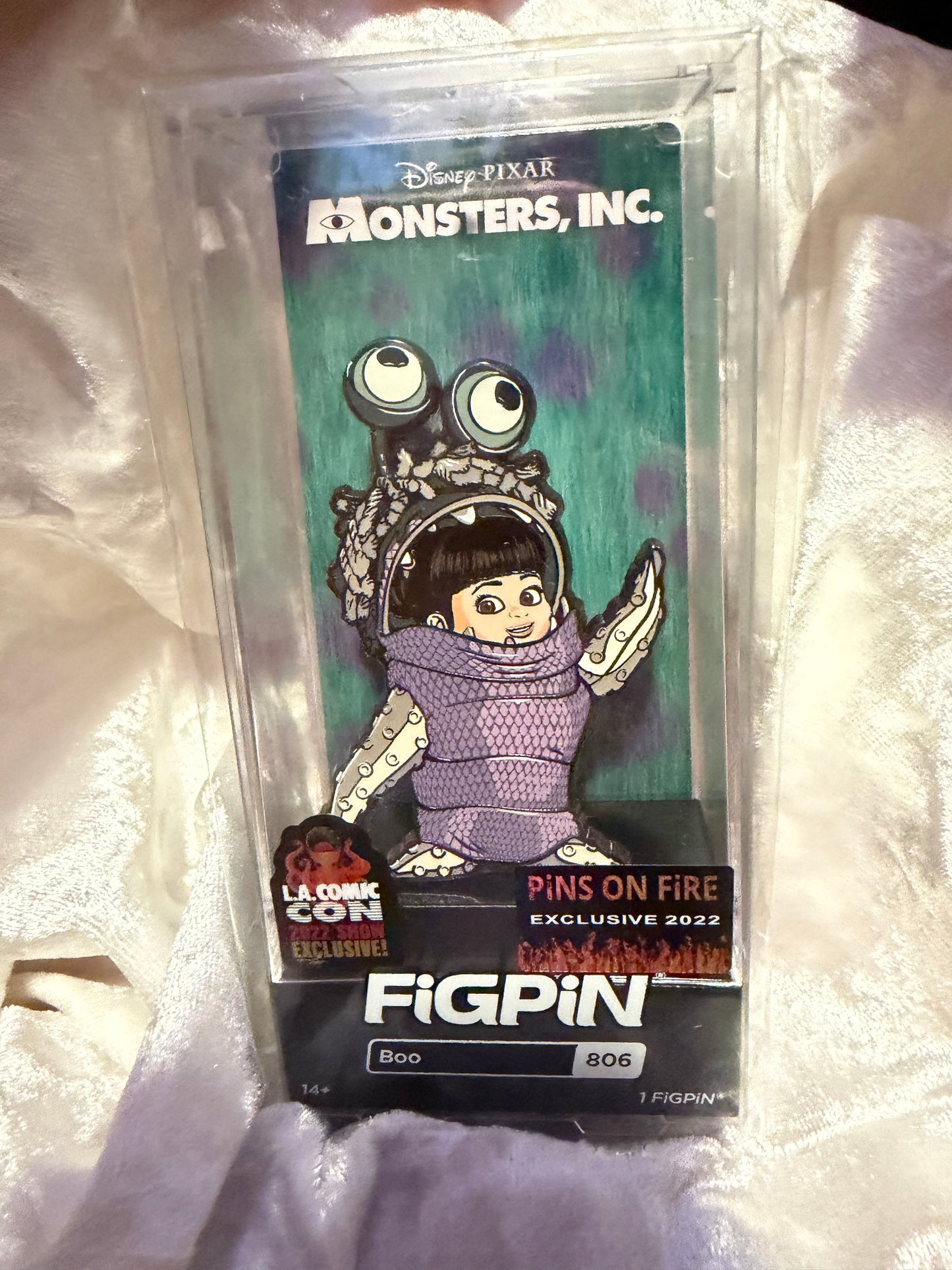 Discover the LACC exclusive Boo FiGPiN #806 from Disney and Pixar's Monsters, Inc.! Limited to 1,000 pieces. A rare collectible at Hatcher's Collectibles.