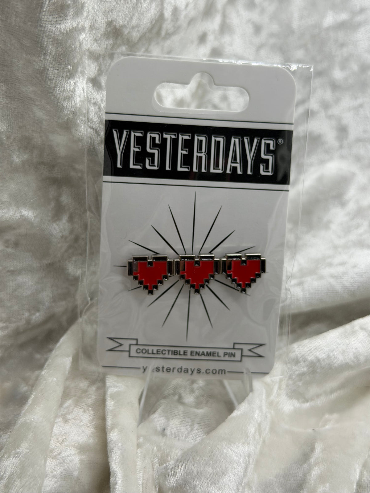 Fan made Zelda Inspired Full Health 1.25 inch soft enamel polished silver plated lapel pin dual post black rubber backers Yesterdays Pins