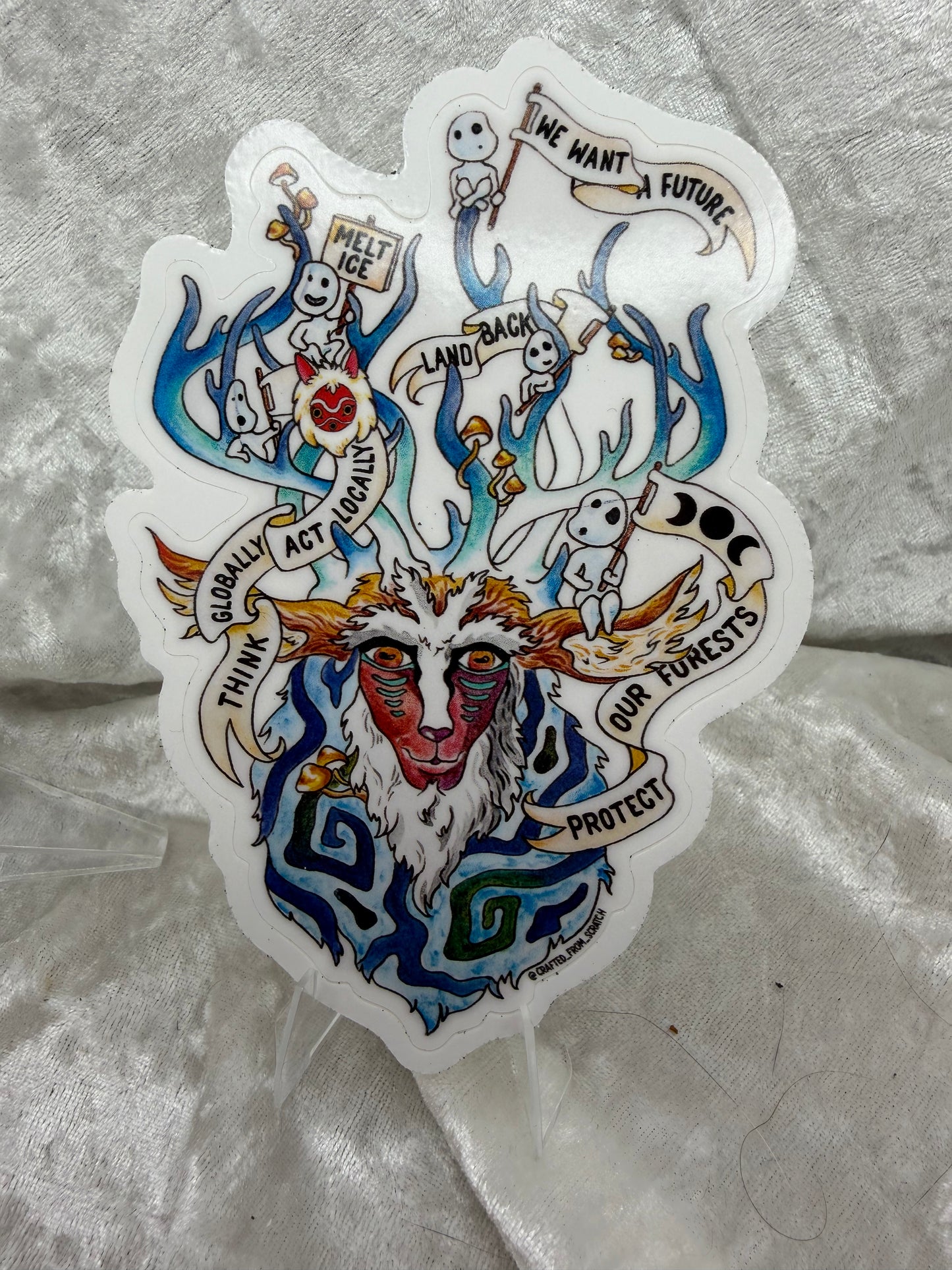 Deer Spirit 4" Watercolor Vinyl Sticker | Mononoke Forest Fan Art
