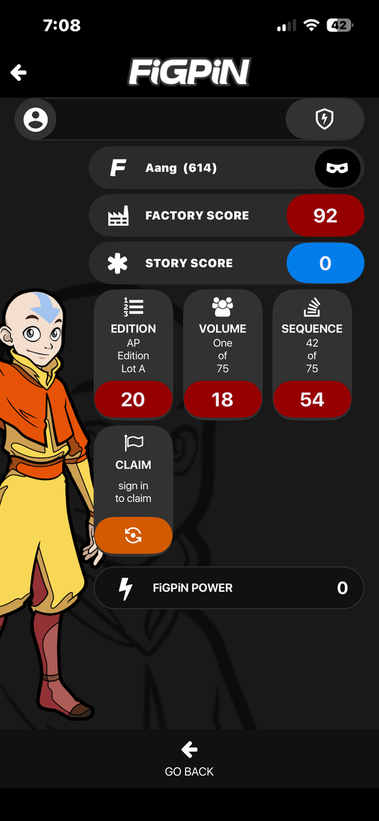 FiGPiN Aang #614 AP ARTIST PROOF Avatar The Last Airbender Metal Pin
