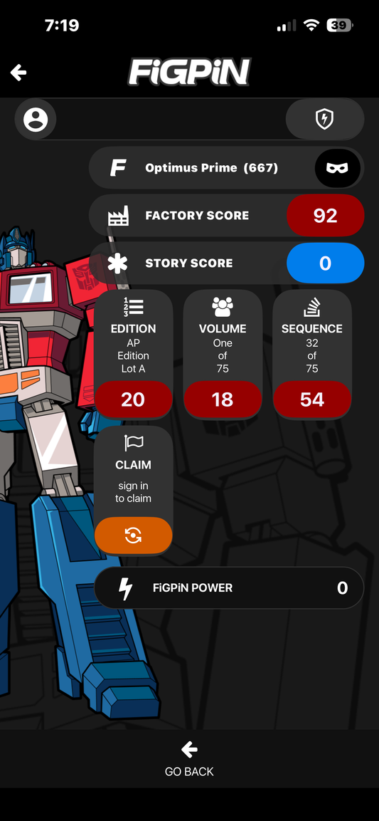 FiGPiN Artist Proof AP #667 Transformers Optimus Prime