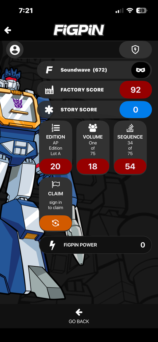 FiGPiN Artist Proof AP #672 Transformers Soundwave