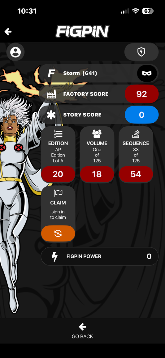 X-Men FiGPiN Storm Pin Ap Artist Proof #641