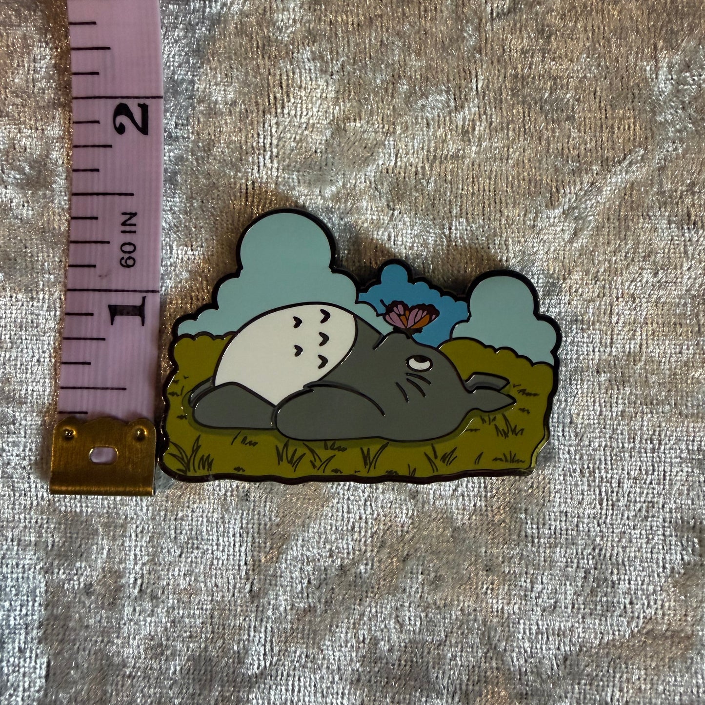 Cute Totoro Spring Enamel Pin - 2-Inch Gold Finish Anime Collectible