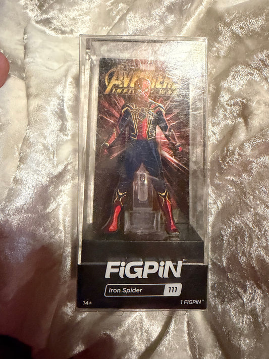 Iron Spider FiGPiN #111 Marvel Avengers Infinity War collectible pin (The Orphanage Collection, scratched case) in display box
