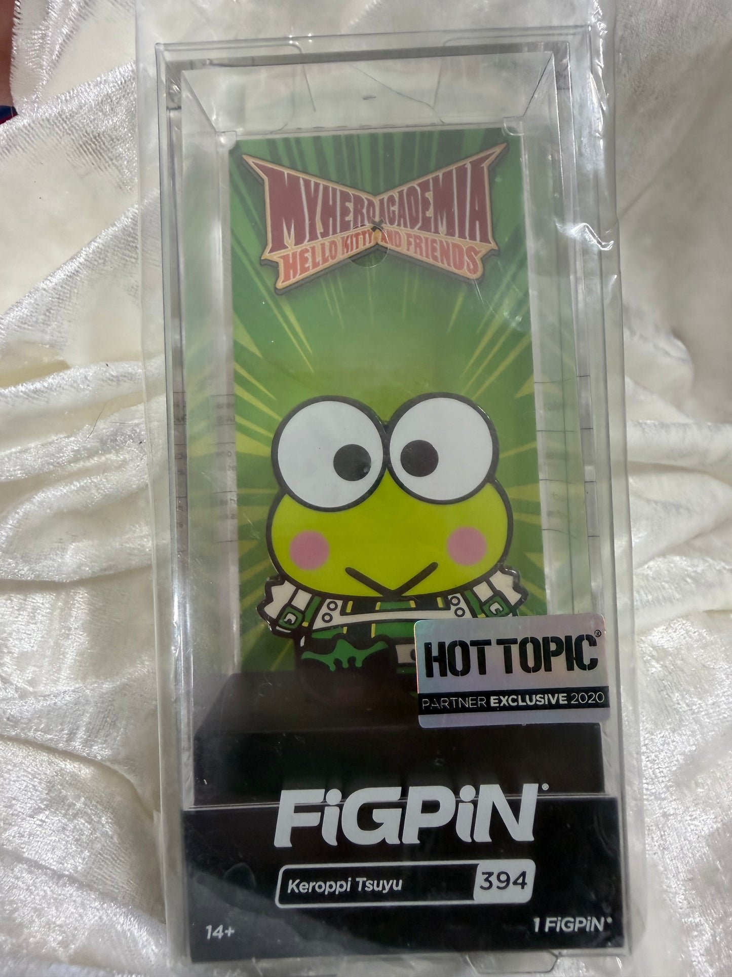 Keroppi Tsuyu Asui FiGPiN #394 My Hero Academia x Sanrio Hot Topic Exclusive collectible pin in display box