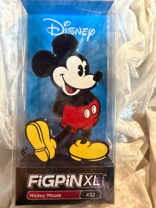 Mickey Mouse FiGPiN XL #X32 Classic Disney 6-inch premium enamel pin in soft plastic display box with character art card