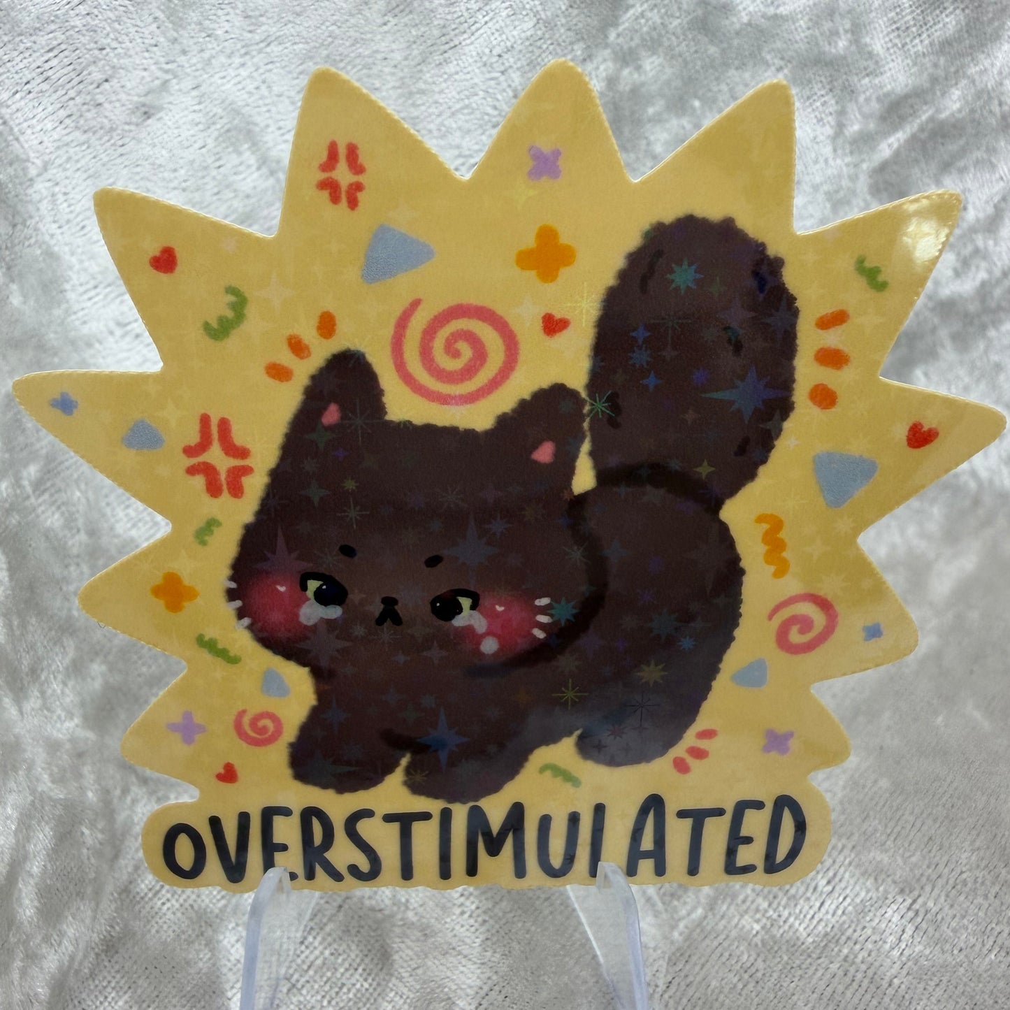 Overstimulated star holographic vinyl sticker