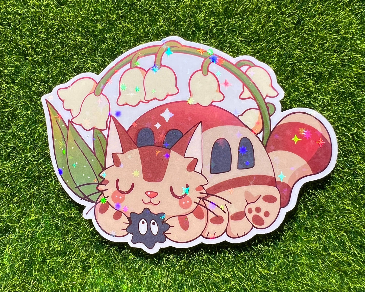 Star Holo Spring Cat Bus Vinyl Sticker - Cute 2.5-Inch Anime Decal