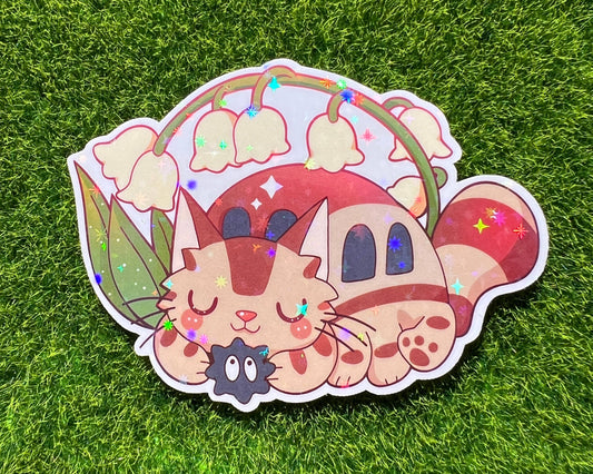 Star Holo Spring Cat Bus Vinyl Sticker - Cute 2.5-Inch Anime Decal