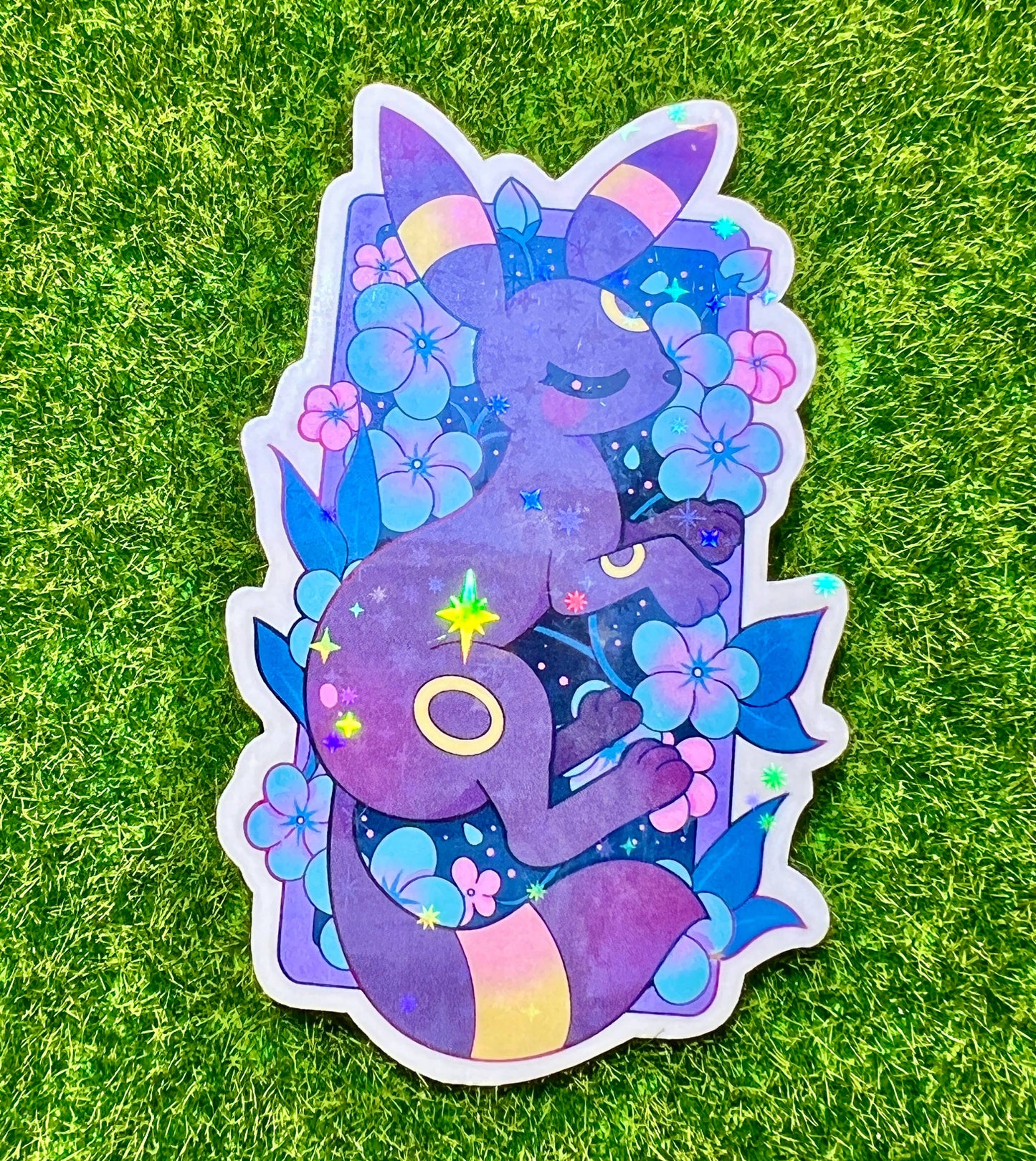 Star Holo Dark Evolution Flowers Vinyl Sticker - Cute 2.5-Inch Decal