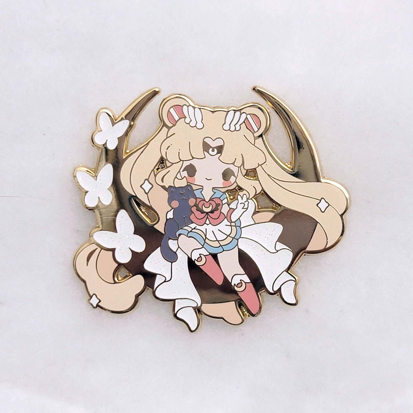 Super Sailor Moon V2 Enamel Pin | Feat. Luna & Glitter | Xhilyn - Fan Made