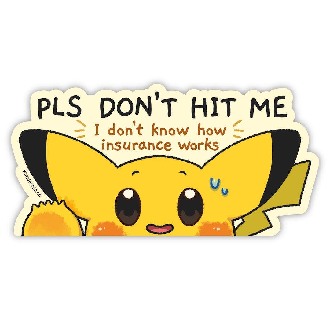 Pls Don't Hit Me Bumper Sticker 7.5" x 3.75" | Art by Wanderella Waterproof