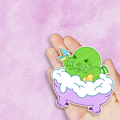 Cthulhu in the Tub Vinyl Sticker | Bright Bat Design