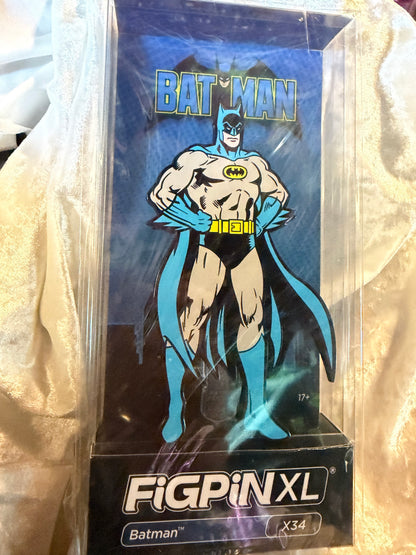 Batman FiGPiN XL #X34 DC Classic Comic TV Show LE 1000 6-inch premium hard enamel pin in soft plastic display box with character art card