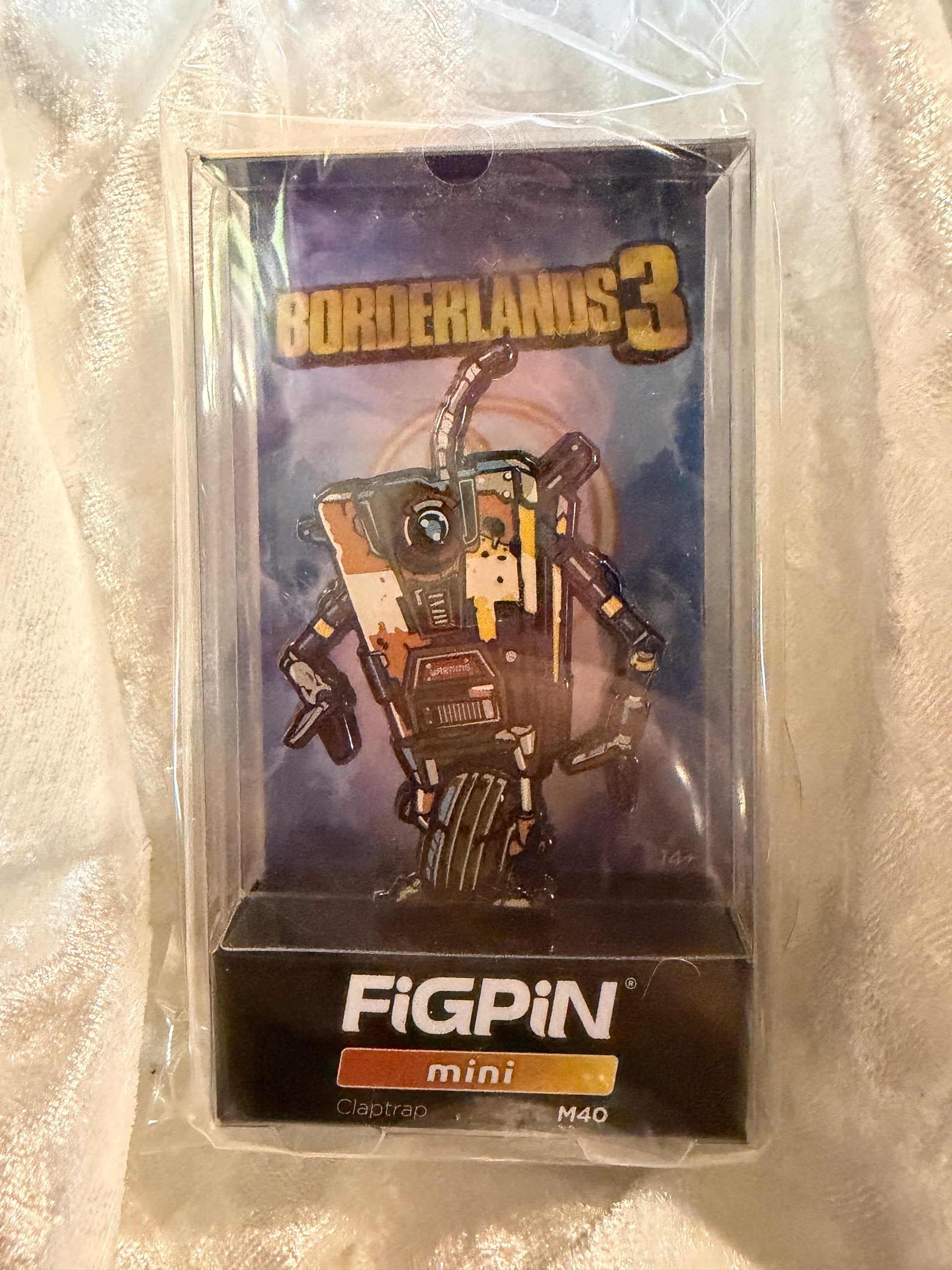 Claptrap FiGPiN Mini #M40 Borderlands 3 2-inch premium enamel collectible pin on rubber backer