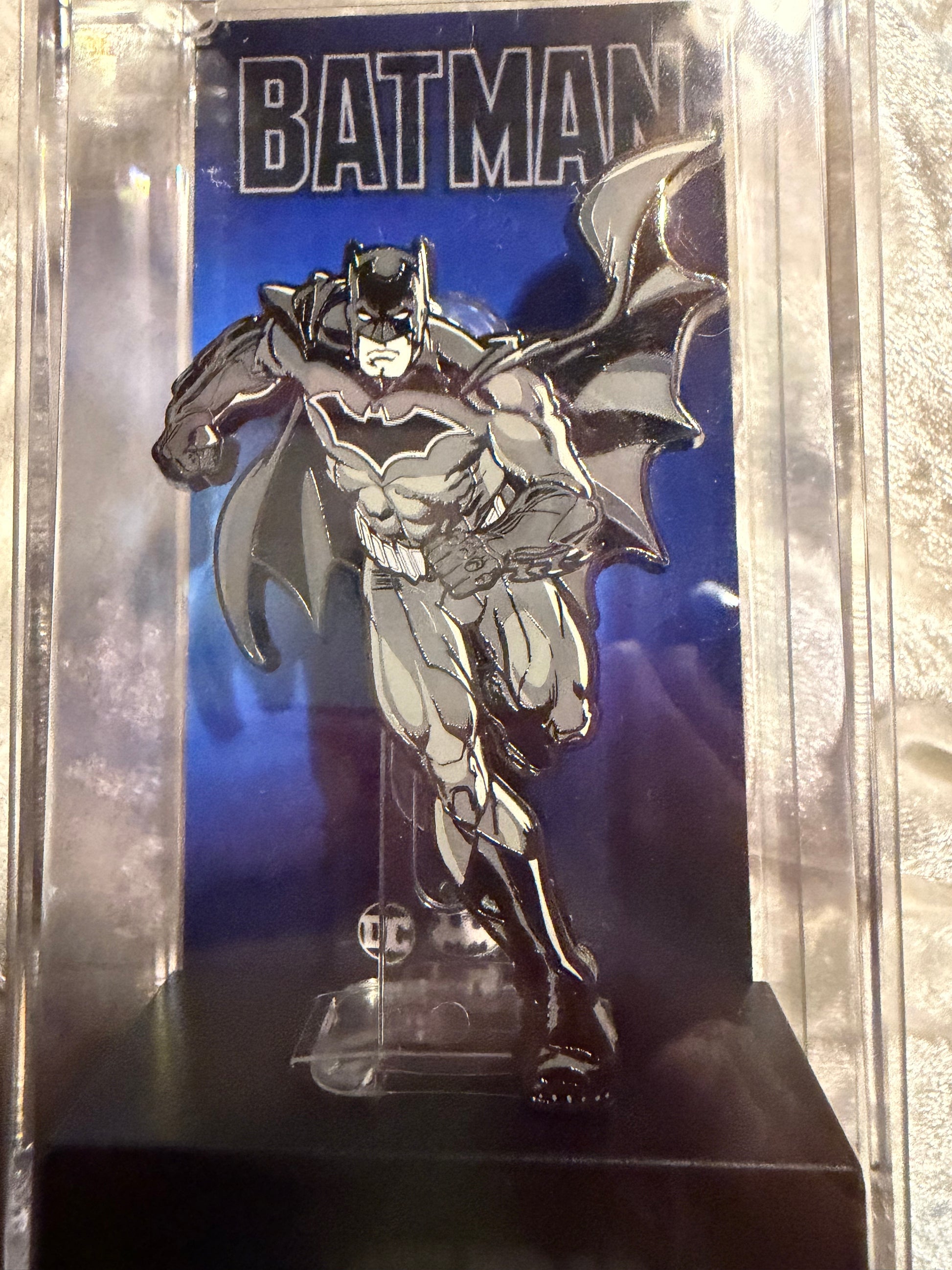 Close-up of DC Comics Rebirth Batman FiGPiN #790, officially licensed enamel pin from Batman Deluxe Box Set