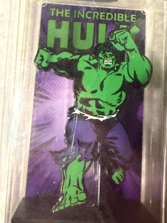 Close-up of Disney Marvel Incredible Hulk FiGPiN #499, officially licensed enamel pin