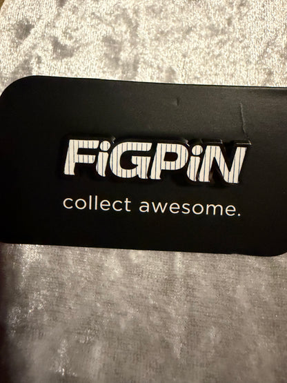 Close-up of FiGPiN Logo Pin L15 Blue NYC Stripes, New York Comic Con 2019 Exclusive Limited Edition of 1000
