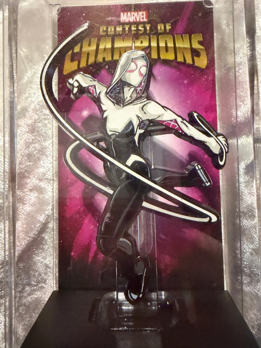 Close-up of Marvel Spider-Gwen FiGPiN #676, officially licensed Limited Edition enamel pin (overall great condition)