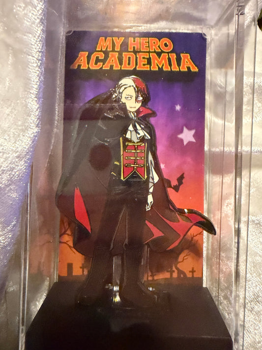 Close-up of My Hero Academia Shoto Todoroki Halloween FiGPiN #594, officially licensed FiGPiN Exclusive enamel pin (pin in great condition)