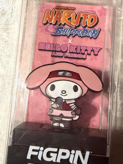 Close-up of Sanrio My Melody as Sakura Naruto FiGPiN #636, officially licensed enamel pin