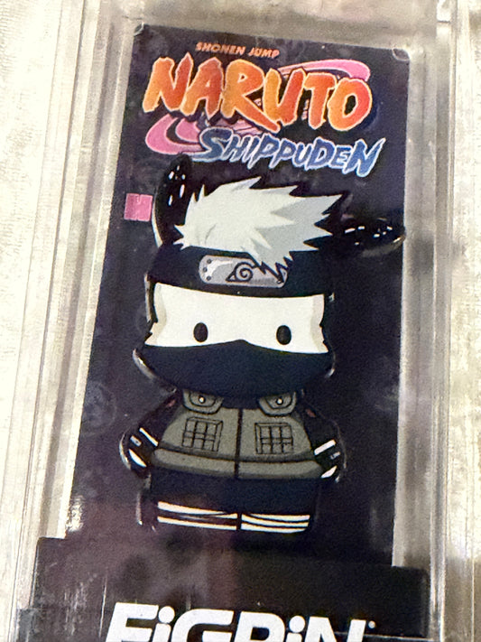 Close-up of Sanrio Pochacco as Kakashi Naruto FiGPiN #637, officially licensed enamel pin