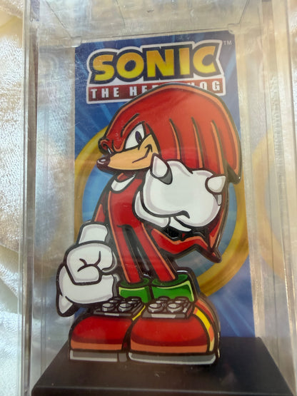 Close-up of Sonic The Hedgehog Knuckles FiGPiN #584, officially licensed Limited Edition enamel pin