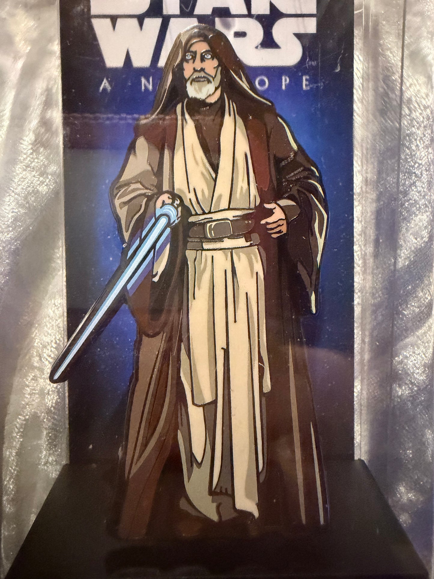 Close-up of Star Wars A New Hope Obi-Wan Kenobi FiGPiN #753, officially licensed Limited Edition enamel pin (overall great condition)