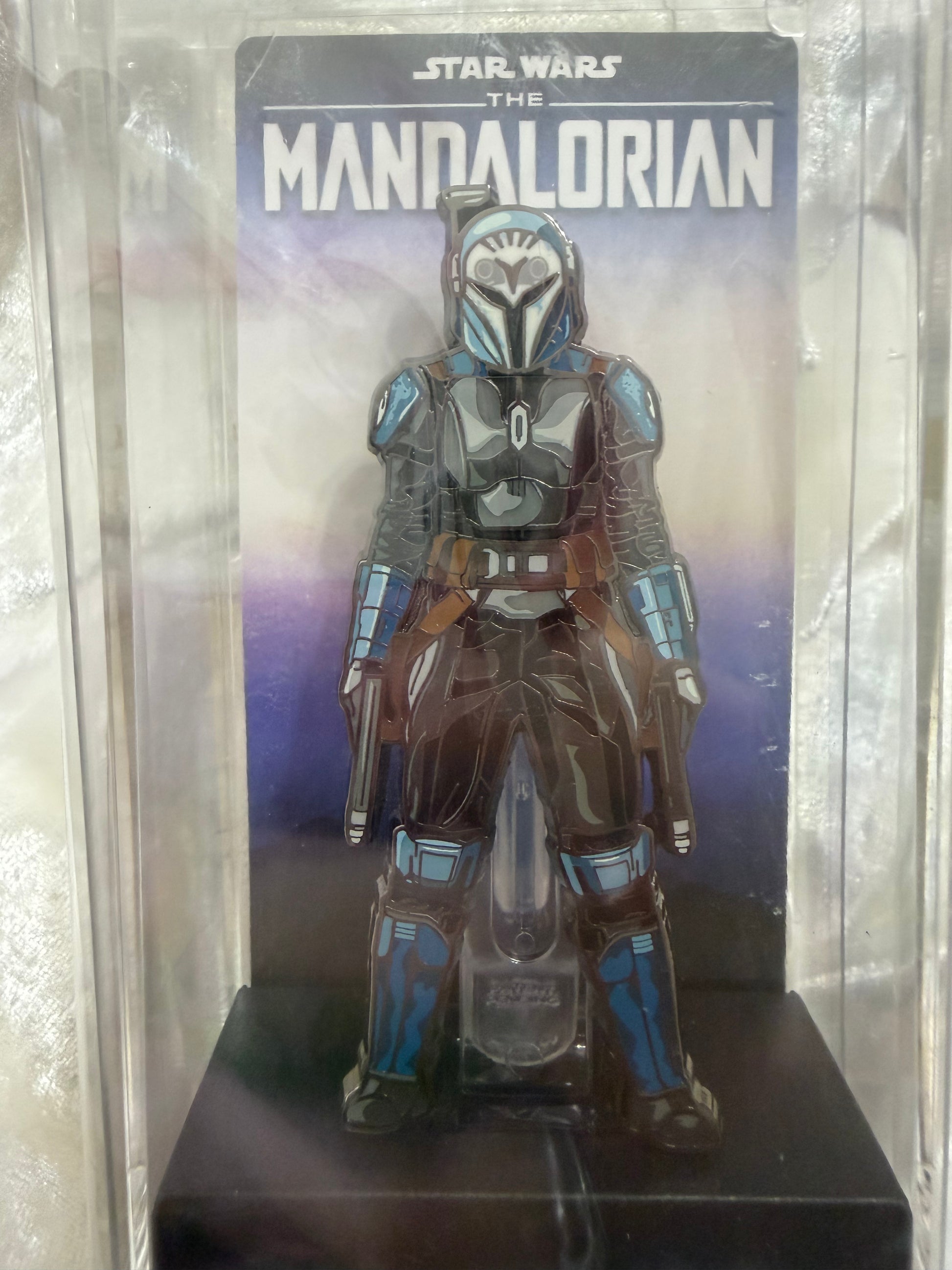 Close-up of Star Wars Bo-Katan Kryze FiGPiN #738, officially licensed Limited Edition enamel pin