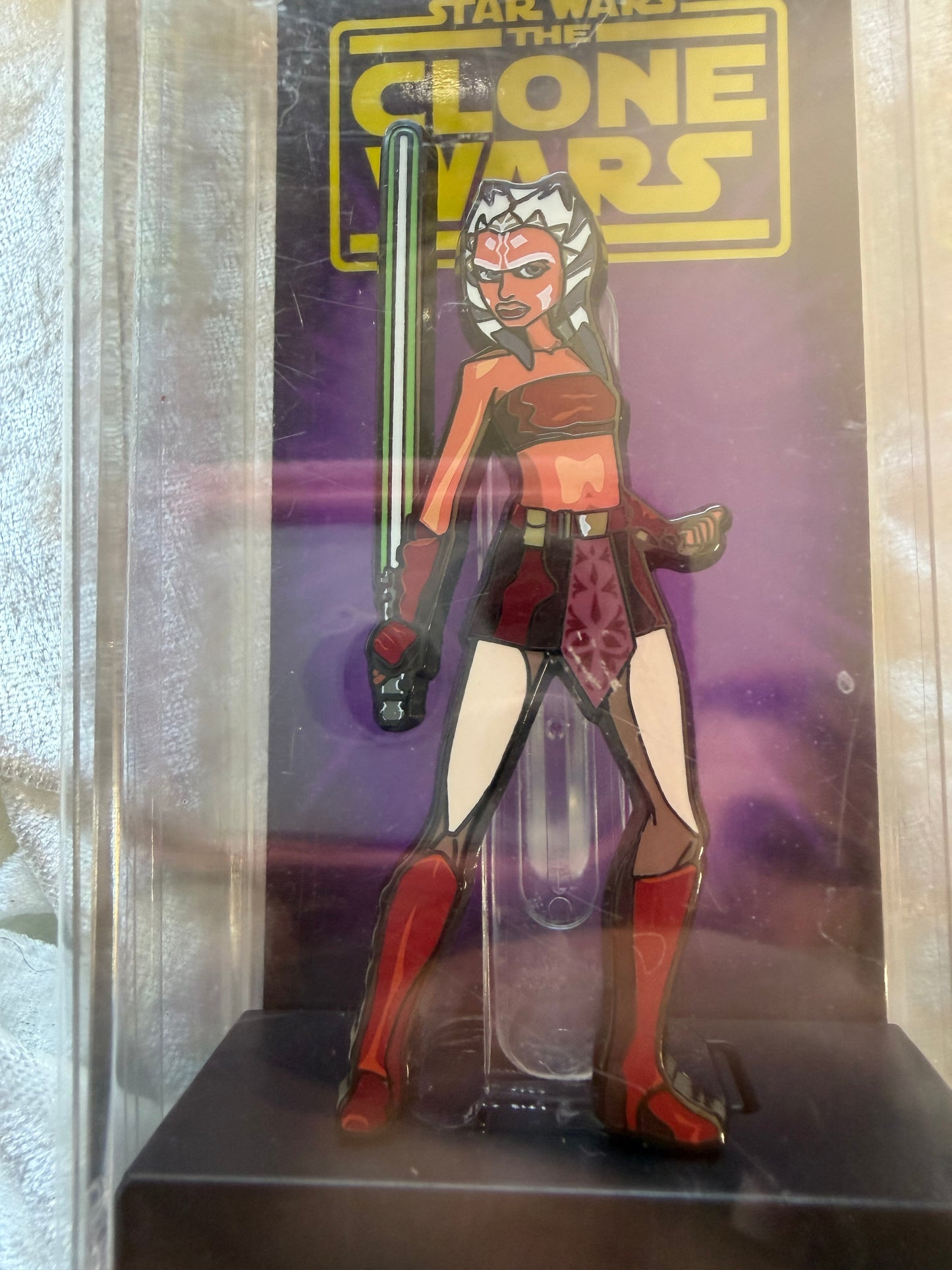 Close-up of Star Wars Clone Wars Ahsoka Tano FiGPiN #570, officially licensed FiGPiN Exclusive enamel pin
