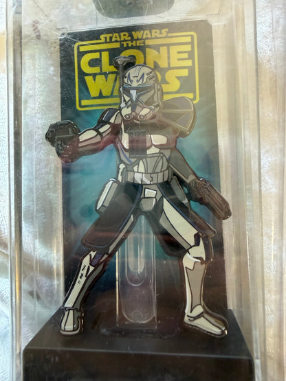 Close-up of Star Wars Clone Wars Captain Rex FiGPiN #572, officially licensed Best Buy Exclusive enamel pin