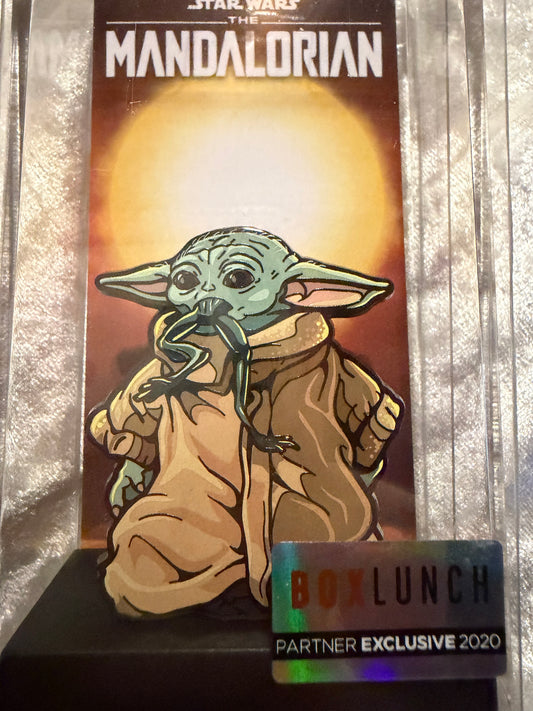 Close-up of Star Wars The Child Grogu FiGPiN #511, officially licensed BoxLunch Exclusive enamel pin (like-new)