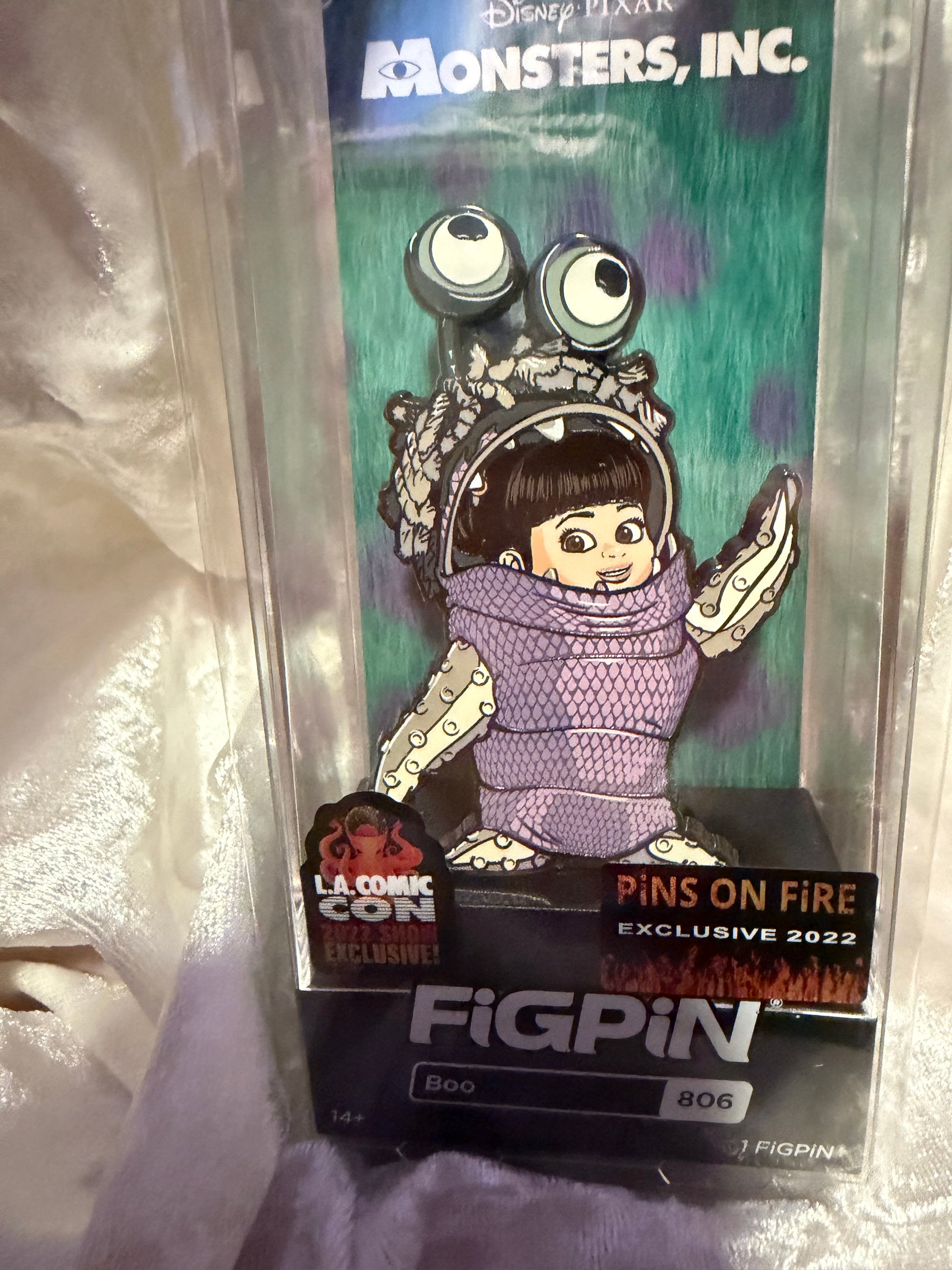 Discover the LACC exclusive Boo FiGPiN #806 from Disney and Pixar's Monsters, Inc.! Limited to 1,000 pieces. A rare collectible at Hatcher's Collectibles.