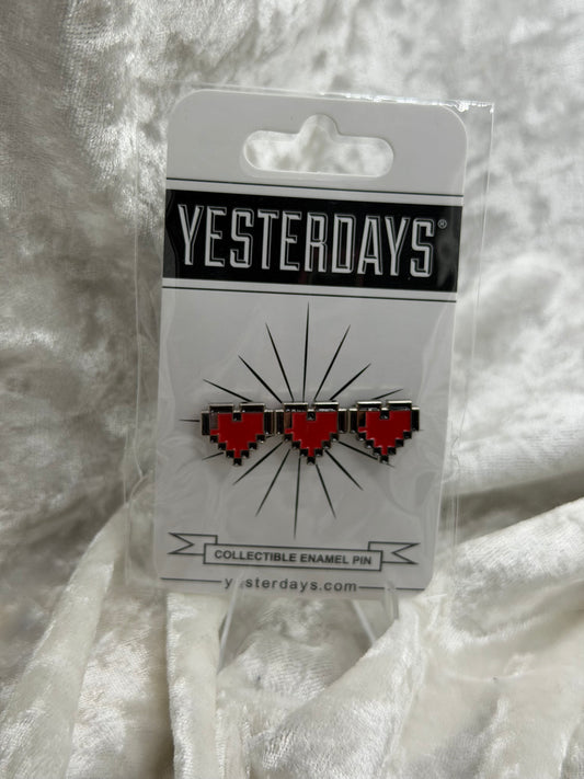 Fan made Zelda Inspired Full Health 1.25 inch soft enamel polished silver plated lapel pin dual post black rubber backers Yesterdays Pins