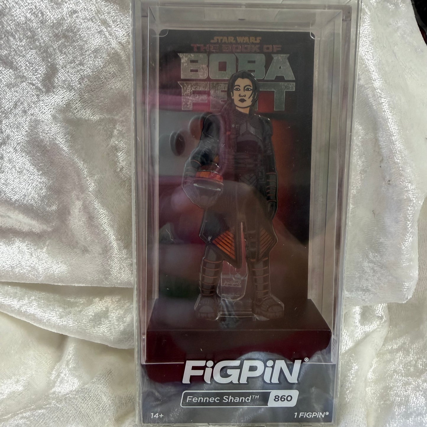 Fennec Shand FiGPiN #860 Star Wars The Book of Boba Fett collectible enamel pin in display box