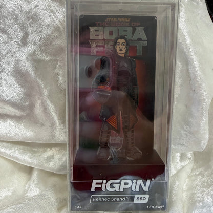 Fennec Shand FiGPiN #860 Star Wars The Book of Boba Fett collectible enamel pin in display box