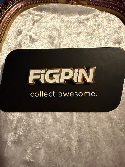 FiGPiN Logo Pin L27 white glitter with gold plating LE 750 collectible exclusive