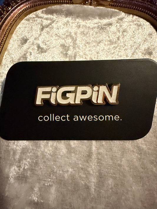FiGPiN Logo Pin L27 white glitter with gold plating LE 750 collectible exclusive