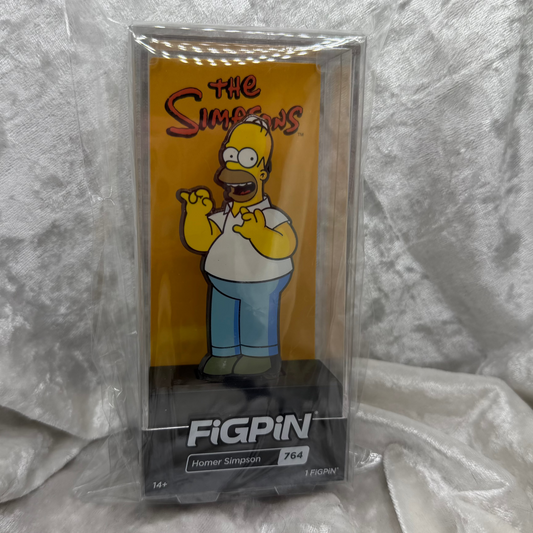 FiGPiN The Simpsons Homer Simpson pin number 764 in clear hard acrylic display case.