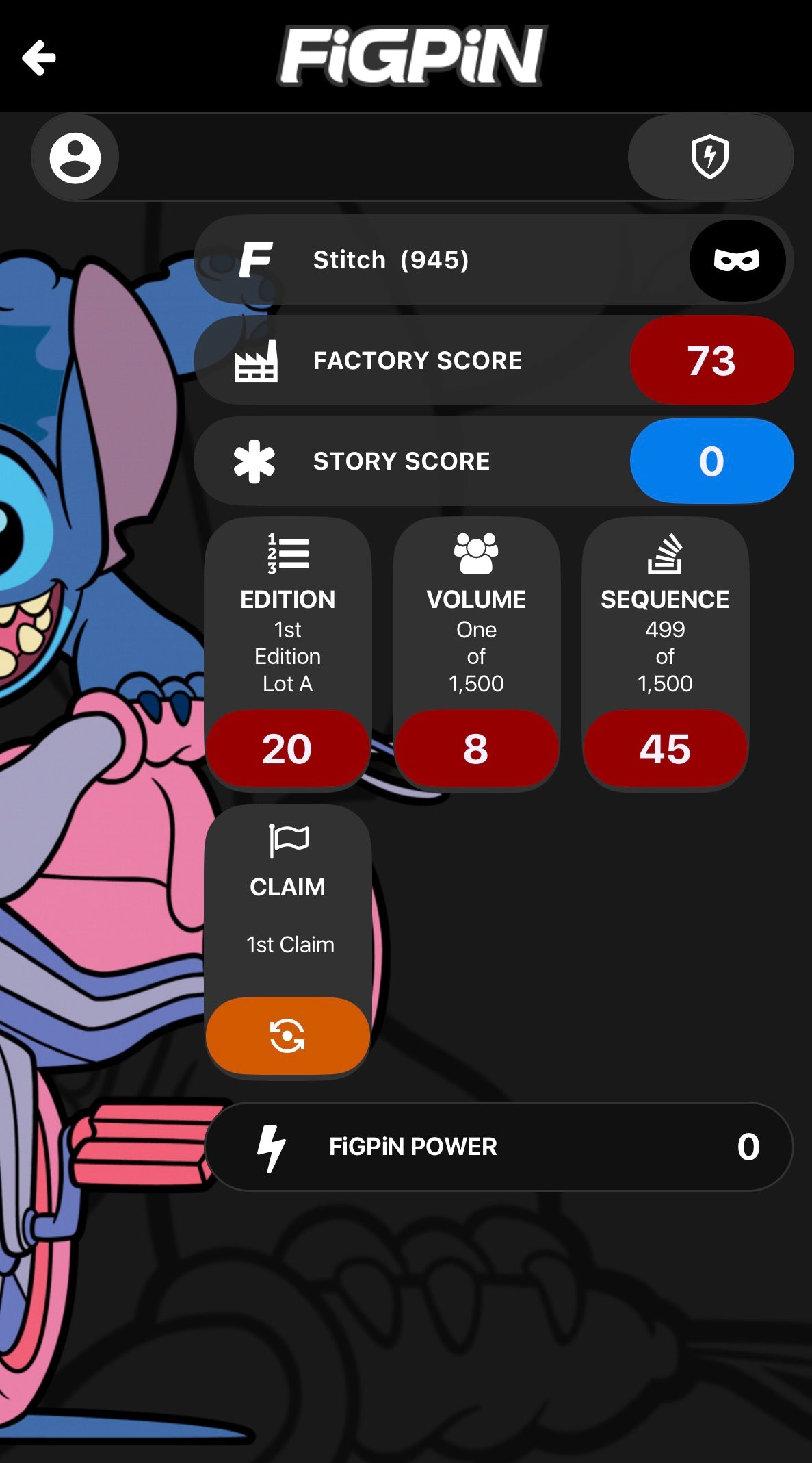 FiGPiN Disney Lilo & Stitch - Stitch #945 NYCC 2022 Exclusive LE 1500
