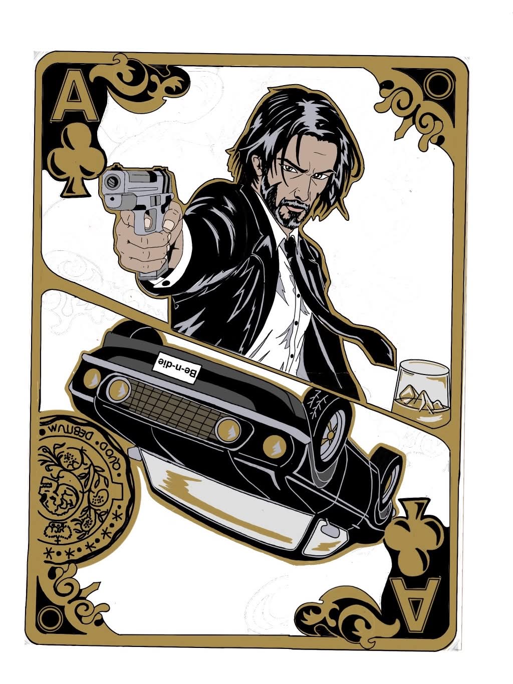 John Wick Gold Edition LE 75 Enamel Pin by Bendiesticks Pre Sale