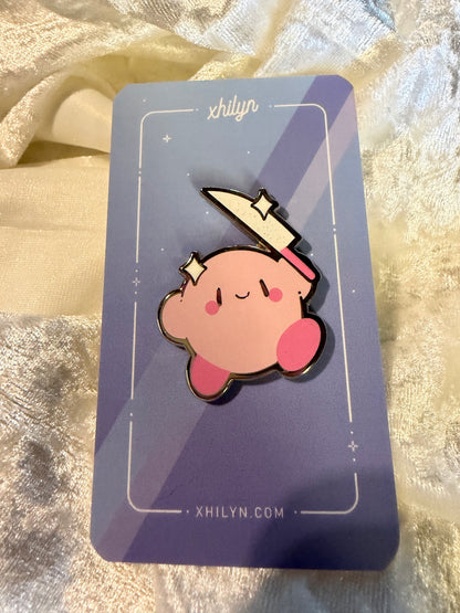 Kirby Glitter Knife Pin - Xhilyn Fan-Made Hard Enamel