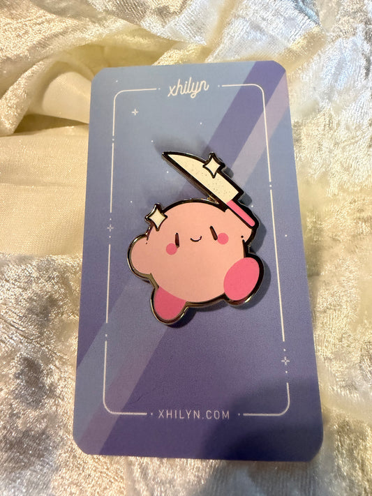 Kirby Glitter Knife Pin - Xhilyn Fan-Made Hard Enamel
