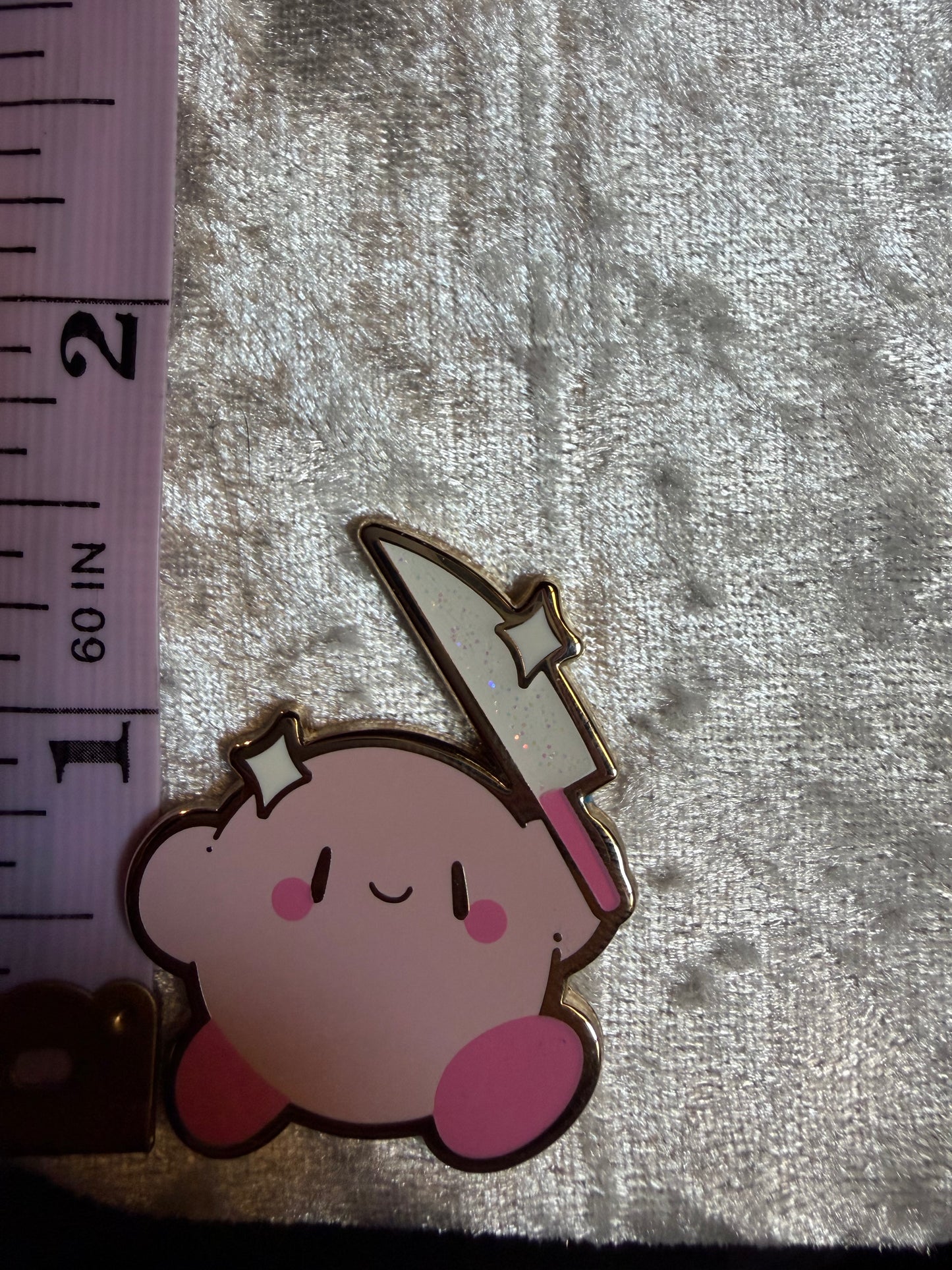Kirby Glitter Knife Pin - Xhilyn Fan-Made Hard Enamel