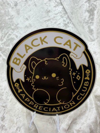Black Cat Appreciation Club Vinyl Sticker | Glossy Decal By Bright Bat Designs