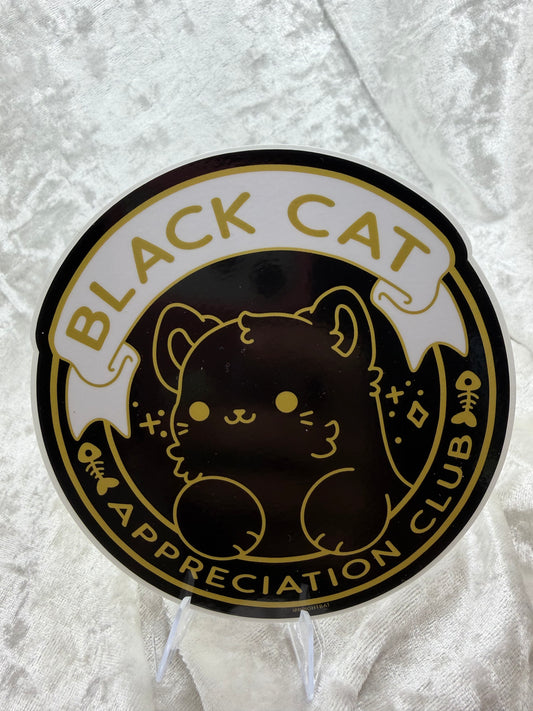 Black Cat Appreciation Club Vinyl Sticker | Glossy Decal By Bright Bat Designs