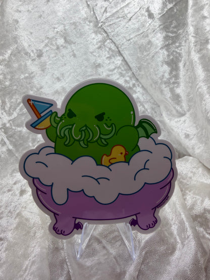 Cthulhu in the Tub Vinyl Sticker | Bright Bat Design