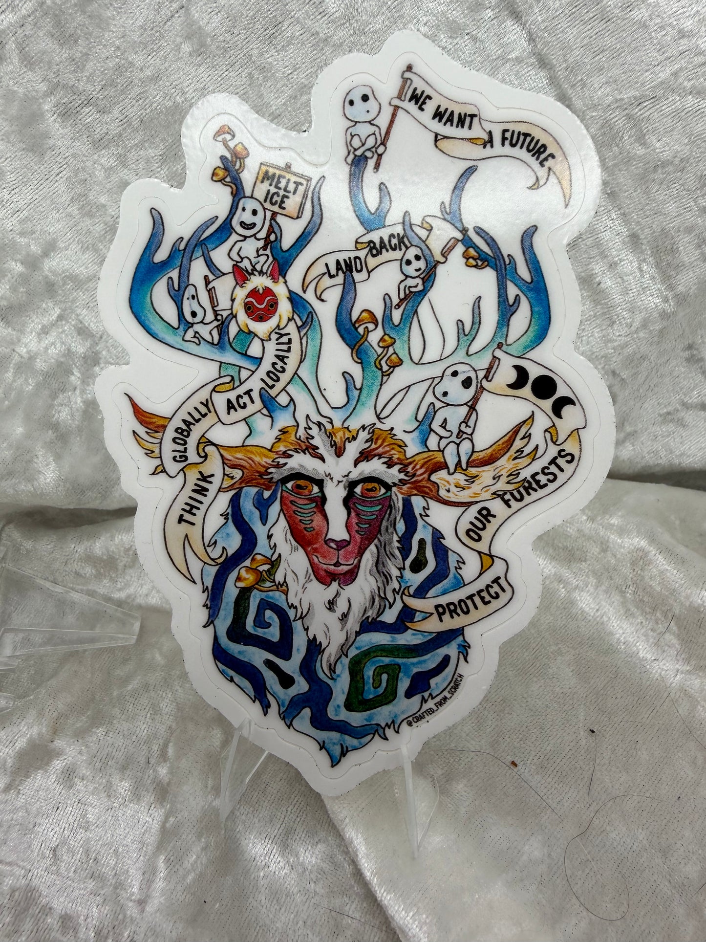 Deer Spirit 4" Watercolor Vinyl Sticker | Mononoke Forest Fan Art